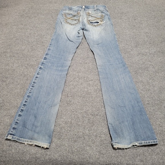 Ariat Real Jeans Women 26R Mid Rise Boot Stretch Cowgirl Thick Stitch Distressed - Picture 3 of 10